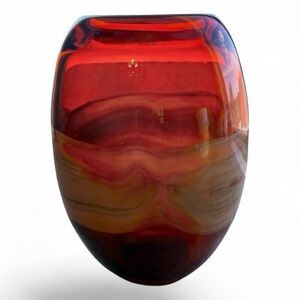 Artisan Orange and Brown Glass Vase